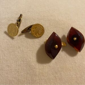 Gold and Brown Cufflinks Set